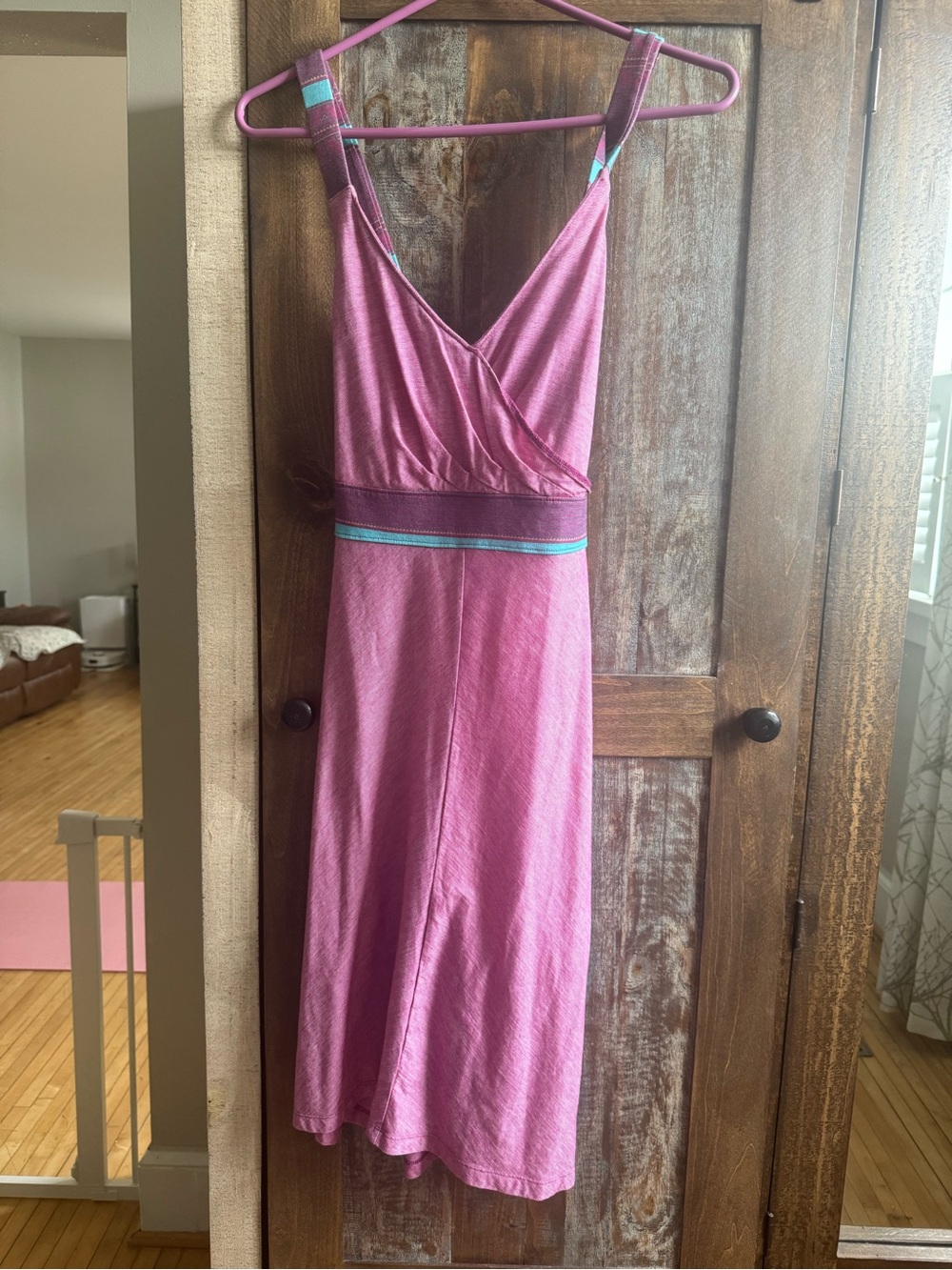 Smartwool Pink Strappy Maxi Dress with Teal Accent